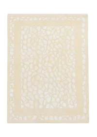 Contemporary Ivory Lattice Silk & Wool Rug