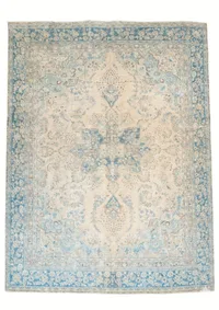 Vintage Tabriz Blue & Ivory Medallion