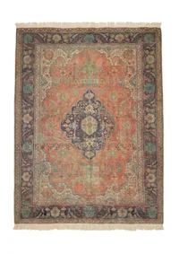 Vintage Kashan Coral Medallion