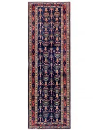 Afghan Tribal Vase Navy Runner