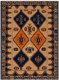 Baluch Geometric Diamond Navy Orange