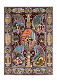Isfahan Pictorial Medallion Burgundy