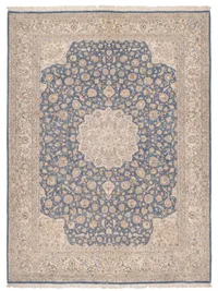 Kashan Medallion Floral Steel Blue