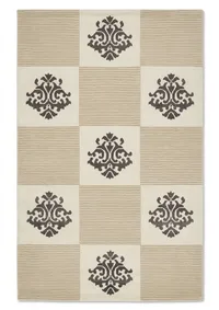 Tibetan Damask Checkerboard Ivory