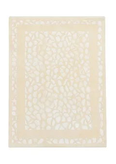 Contemporary Ivory Lattice Silk & Wool Rug