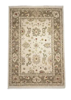 Oushak-Style Ivory & Taupe Floral