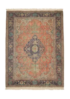 Vintage Kashan Coral Medallion