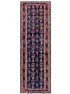 Afghan Tribal Vase Navy Runner
