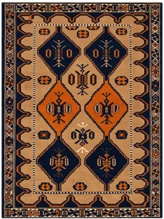 Baluch Geometric Diamond Navy Orange