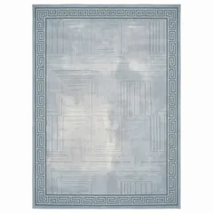 Contemporary Geometric Grid Silver Blue