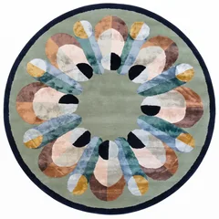Contemporary Tufted Floral Medallion Sage