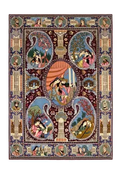 Isfahan Pictorial Medallion Burgundy