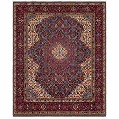 Kashan Medallion Navy Red