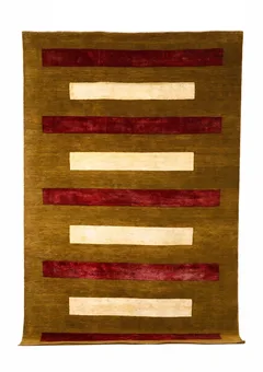 Pakistani Gabbeh Horizontal Stripe Olive