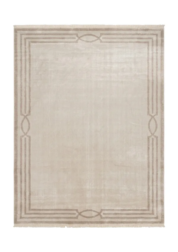 Modern Minimalist Frame Beige, Turkey collector-sale rug, in beige / sand, Bamboo Silk, 200 × 300 cm (6'7" × 9'10"), Nasim Carpets Malaysia