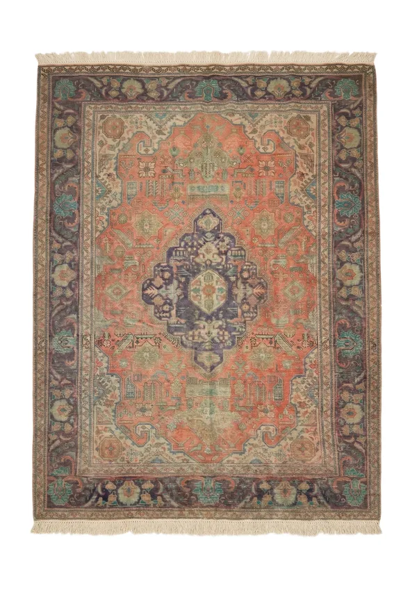 Vintage Kashan Coral Medallion, Kashan persian rug, in rust / terracotta, Wool, 213 × 305 cm (7'0" × 10'0"), Nasim Carpets Malaysia