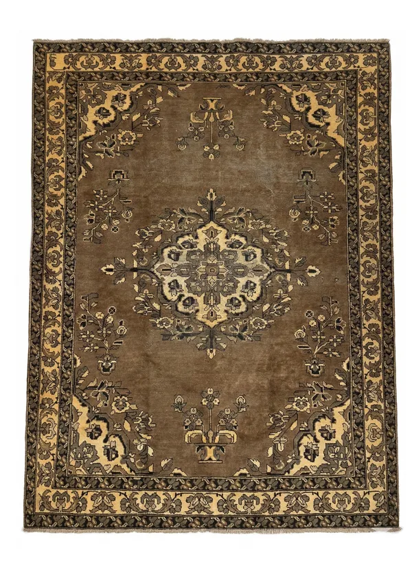 Vintage Tabriz-Style Brown Floral Medallion, Tabriz collector-sale rug, in brown, Wool, 213 × 305 cm (7'0" × 10'0"), Nasim Carpets Malaysia