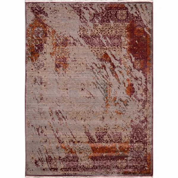 Contemporary Distressed Abstract Plum Rust, European/Belgian Contemporary Design — inspired by deconstructed Persian classical traditions modern rug, in silvered slate, Wool, 162 × 241 cm (5'4" × 7'11"), Nasim Carpets Malaysia