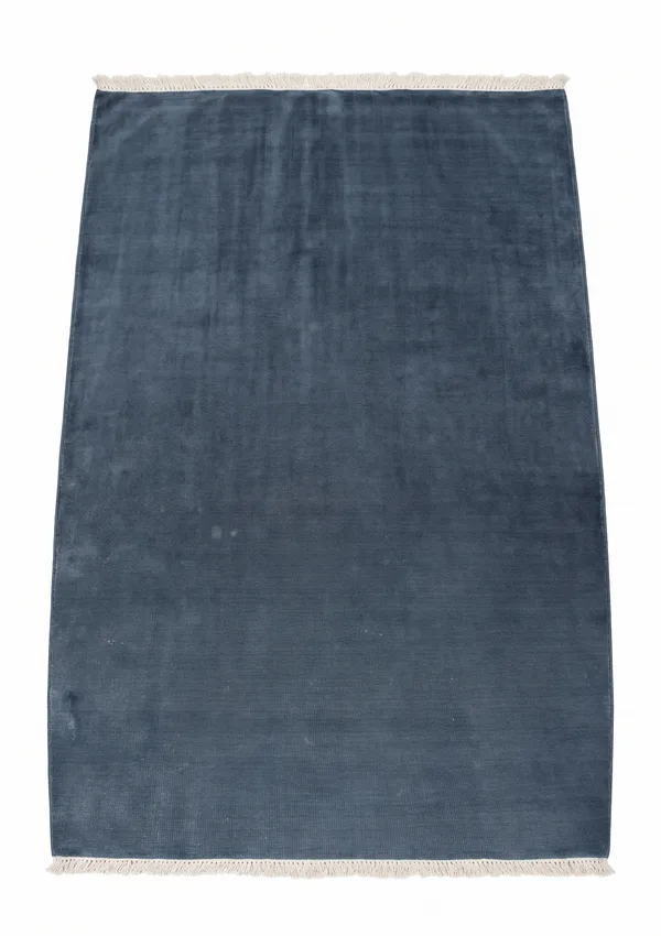 Contemporary Solid Slate Blue, India (contemporary export production) modern rug, in slate blue, Bamboo Silk, 210 × 305 cm (6'11" × 10'0"), Nasim Carpets Malaysia