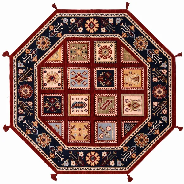 Karachof Kazak Compartmental Panel Red, Karachof, Kazak Region, South Caucasus (Azerbaijan/Armenia border) persian rug, in madder red, Wool, 152 × 152 cm (5'0" × 5'0"), Nasim Carpets Malaysia