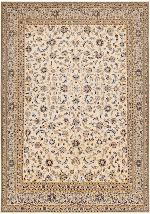 Kashan All-Over Ivory, Kashan, Iran persian rug, in antique ivory, Wool, 256 × 366 cm (8'5" × 12'0"), Nasim Carpets Malaysia