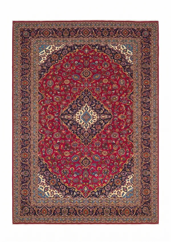 Kashan Medallion Crimson, Kashan, Iran persian rug, in crimson red, Wool, 244 × 351 cm (8'0" × 11'6"), Nasim Carpets Malaysia