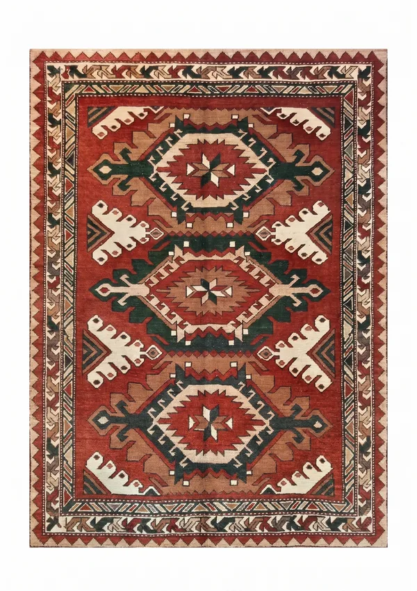 Kazak Triple Medallion Madder Red, Kazak, South Caucasus (Azerbaijan/Armenia border region) tribal rug, in madder red, Wool, 4572 × 5852 cm (150'0" × 192'0"), Nasim Carpets Malaysia