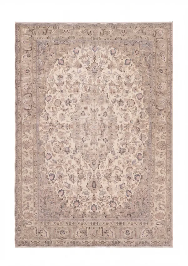 Kirman Allover Floral Ivory, Kirman, Iran persian rug, in antique ivory, Wool, 296 × 369 cm (9'9" × 12'1"), Nasim Carpets Malaysia