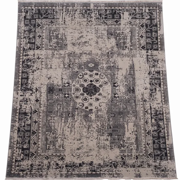 Persian Medallion Distressed Grey, Isfahan or Kashan, Iran modern rug, in slate grey, Wool, 204 × 296 cm (6'8" × 9'9"), Nasim Carpets Malaysia