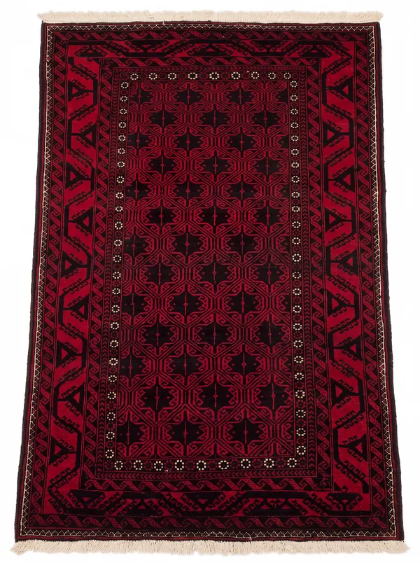 Afghan Ersari All-Over Crimson, Ersari, Northern Afghanistan tribal rug, in crimson red, Wool, 113 × 232 cm (3'8" × 7'7"), Nasim Carpets Malaysia