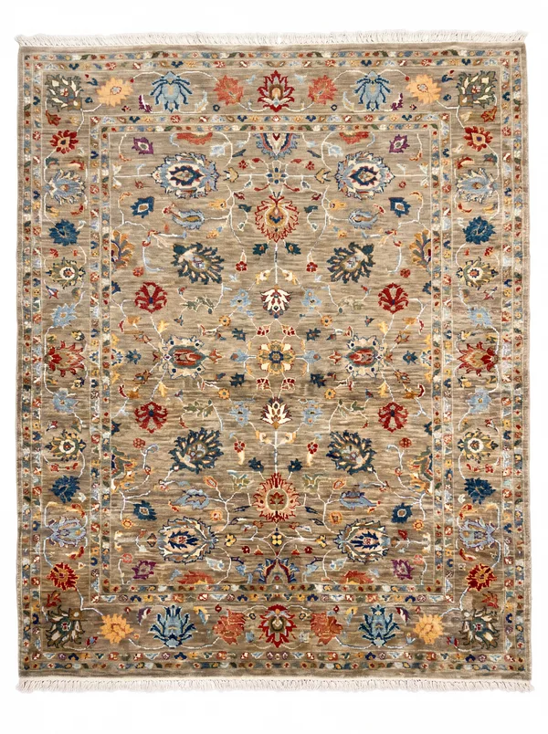 Afghan Mamluk Chobi All-Over Sage, Afghanistan (Chobi / Peshawar tradition) tribal rug, in sage green, Wool, 5 × 7 cm (0'2" × 0'3"), Nasim Carpets Malaysia