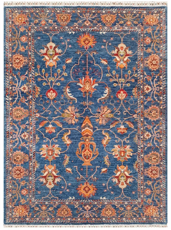 Ziegler Mamluk Vine Scroll Indigo, Afghan Ziegler / Chobi, Afghanistan tribal rug, in indigo blue, Wool, 159 × 213 cm (5'3" × 7'0"), Nasim Carpets Malaysia