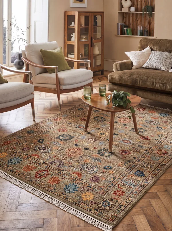 Afghan Mamluk Chobi All-Over Sage, Afghanistan (Chobi / Peshawar tradition) tribal rug, in sage green, Wool, 5 × 7 cm (0'2" × 0'3"), Nasim Carpets Malaysia