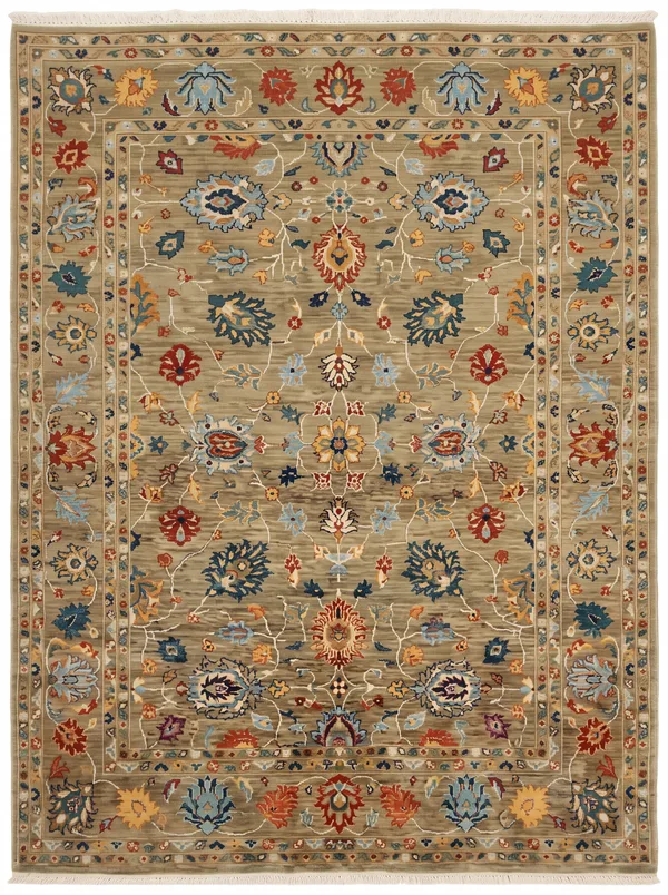 Afghan Mamluk Chobi All-Over Sage, Afghanistan (Chobi / Peshawar tradition) tribal rug, in sage green, Wool, 152 × 213 cm (5'0" × 7'0"), Nasim Carpets Malaysia