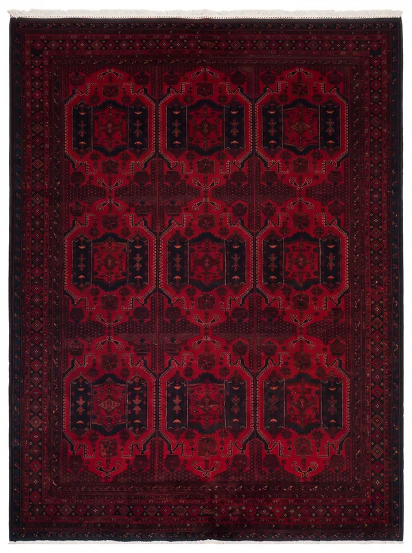 Afghan Ersari Gul Crimson, Ersari Turkoman, Northern Afghanistan tribal rug, in madder crimson, Wool, 305 × 488 cm (10'0" × 16'0"), Nasim Carpets Malaysia