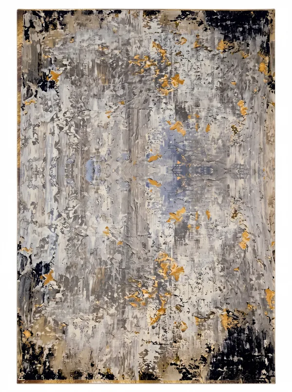 Contemporary Abstract Charcoal Gold, Belgium / Turkey (Western European machine-made contemporary) modern rug, in charcoal grey, Wool, 213 × 305 cm (7'0" × 10'0"), Nasim Carpets Malaysia