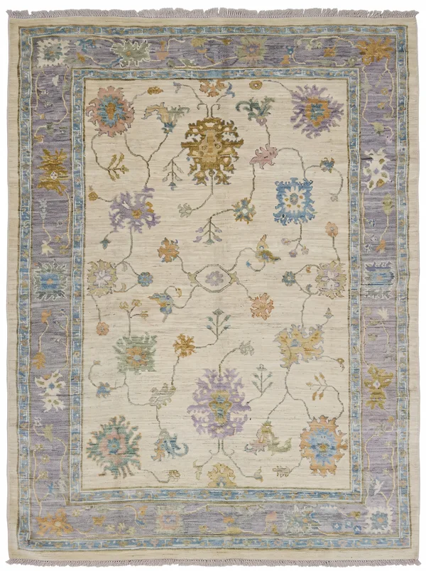 Chobi Oushak Allover Ivory, Peshawar, Pakistan (Chobi Oushak tradition, inspired by classical Turkish Oushak weaving) tribal rug, in antique ivory, Wool, 189 × 274 cm (6'2" × 9'0"), Nasim Carpets Malaysia