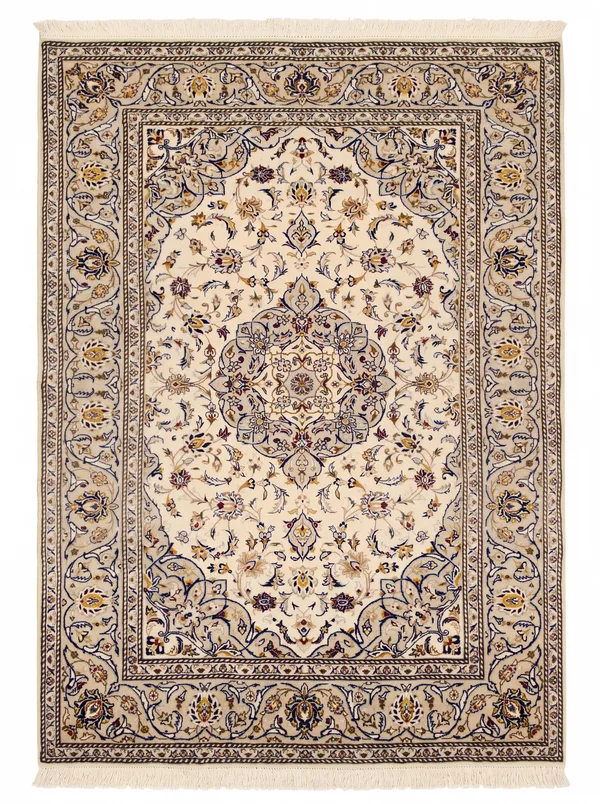Kashan Medallion Ivory, Kashan, Iran persian rug, in antique ivory, Wool, 143 × 213 cm (4'8" × 7'0"), Nasim Carpets Malaysia