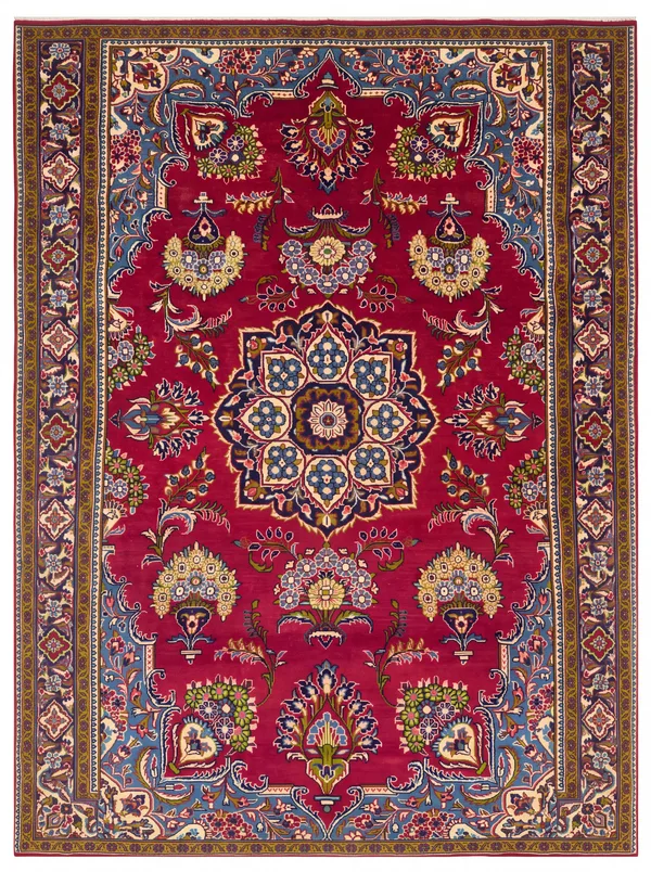 Kashan Medallion Crimson, Kashan, Iran persian rug, in crimson red, Wool, 216 × 338 cm (7'1" × 11'1"), Nasim Carpets Malaysia