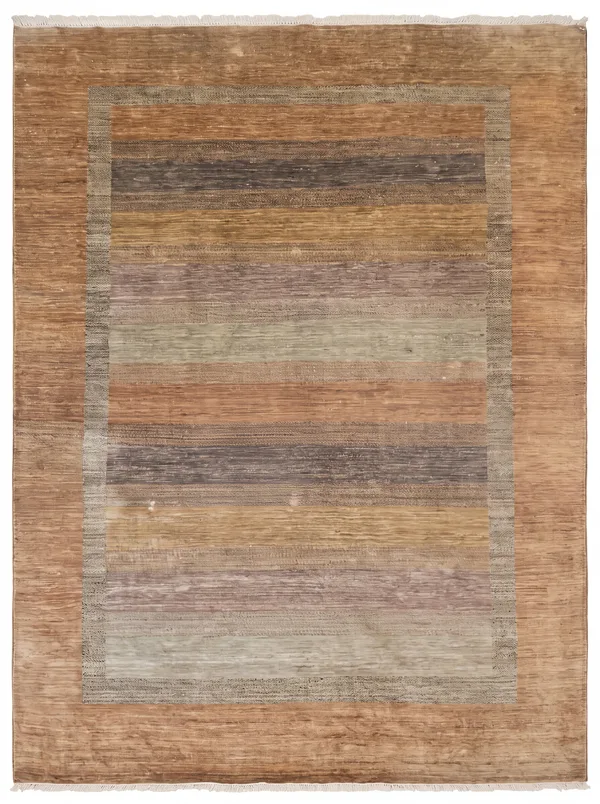 Loribaft Gradient Stripe Warm Sand, Shiraz / Fars Province, Iran modern rug, in warm sand, Wool, 244 × 335 cm (8'0" × 11'0"), Nasim Carpets Malaysia