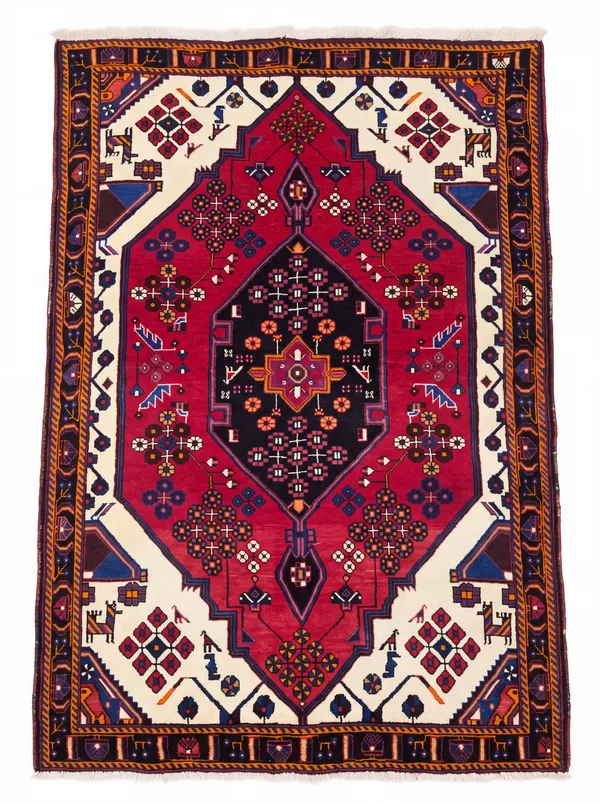 Hamadan Tribal Medallion Crimson, Hamadan Region, Iran tribal rug, in crimson red, Wool, 134 × 204 cm (4'5" × 6'8"), Nasim Carpets Malaysia