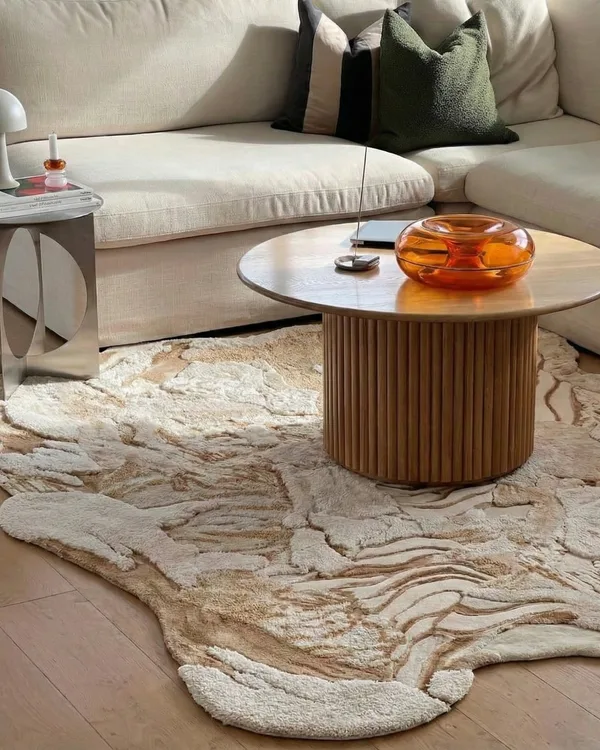 Custom rug preview in a contemporary living room